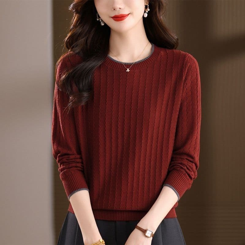 카디건 여성 가을 겨울 라운드 넥 인사이드 가져 가라. 기본 셔츠 루즈핏 외국 가스 연령 감소 니트 스웨터 긴팔 풀오버 양모 스웨터 이미지 2