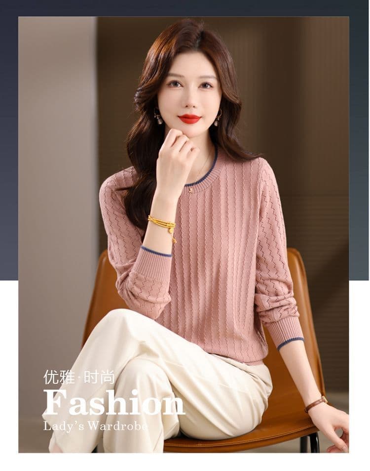카디건 여성 가을 겨울 라운드 넥 인사이드 가져 가라. 기본 셔츠 루즈핏 외국 가스 연령 감소 니트 스웨터 긴팔 풀오버 양모 스웨터 상세 이미지 1