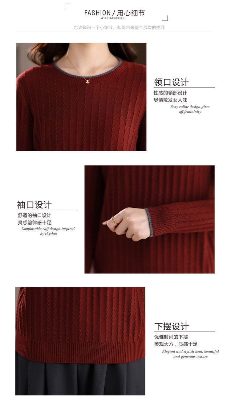 카디건 여성 가을 겨울 라운드 넥 인사이드 가져 가라. 기본 셔츠 루즈핏 외국 가스 연령 감소 니트 스웨터 긴팔 풀오버 양모 스웨터 상세 이미지 5