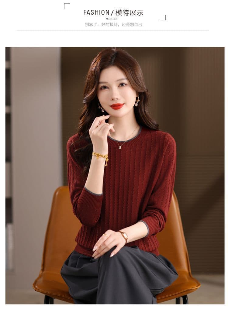 카디건 여성 가을 겨울 라운드 넥 인사이드 가져 가라. 기본 셔츠 루즈핏 외국 가스 연령 감소 니트 스웨터 긴팔 풀오버 양모 스웨터 상세 이미지 9