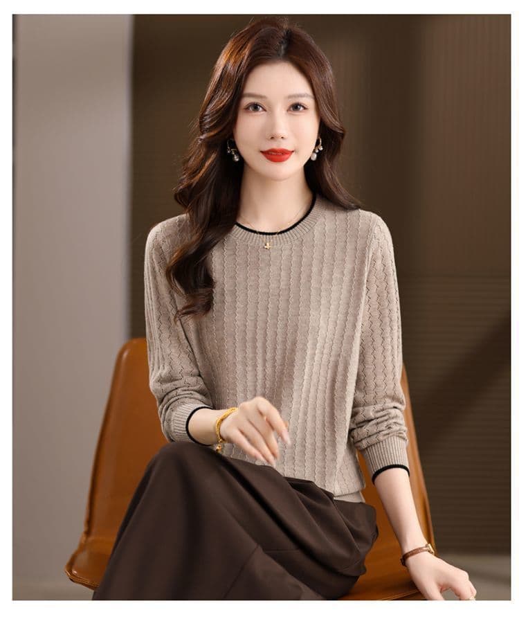 카디건 여성 가을 겨울 라운드 넥 인사이드 가져 가라. 기본 셔츠 루즈핏 외국 가스 연령 감소 니트 스웨터 긴팔 풀오버 양모 스웨터 상세 이미지 24