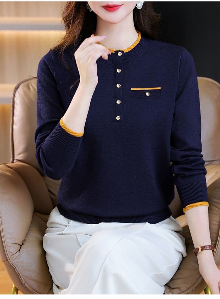 뽕나무 누에 실크 긴팔 티셔츠 여성 봄 가을 새로운 빅 사이즈 라운드 넥 얇은 스타일 패션 다용도 엄마 외국 가스 표지 배 맨위 상세 이미지 12
