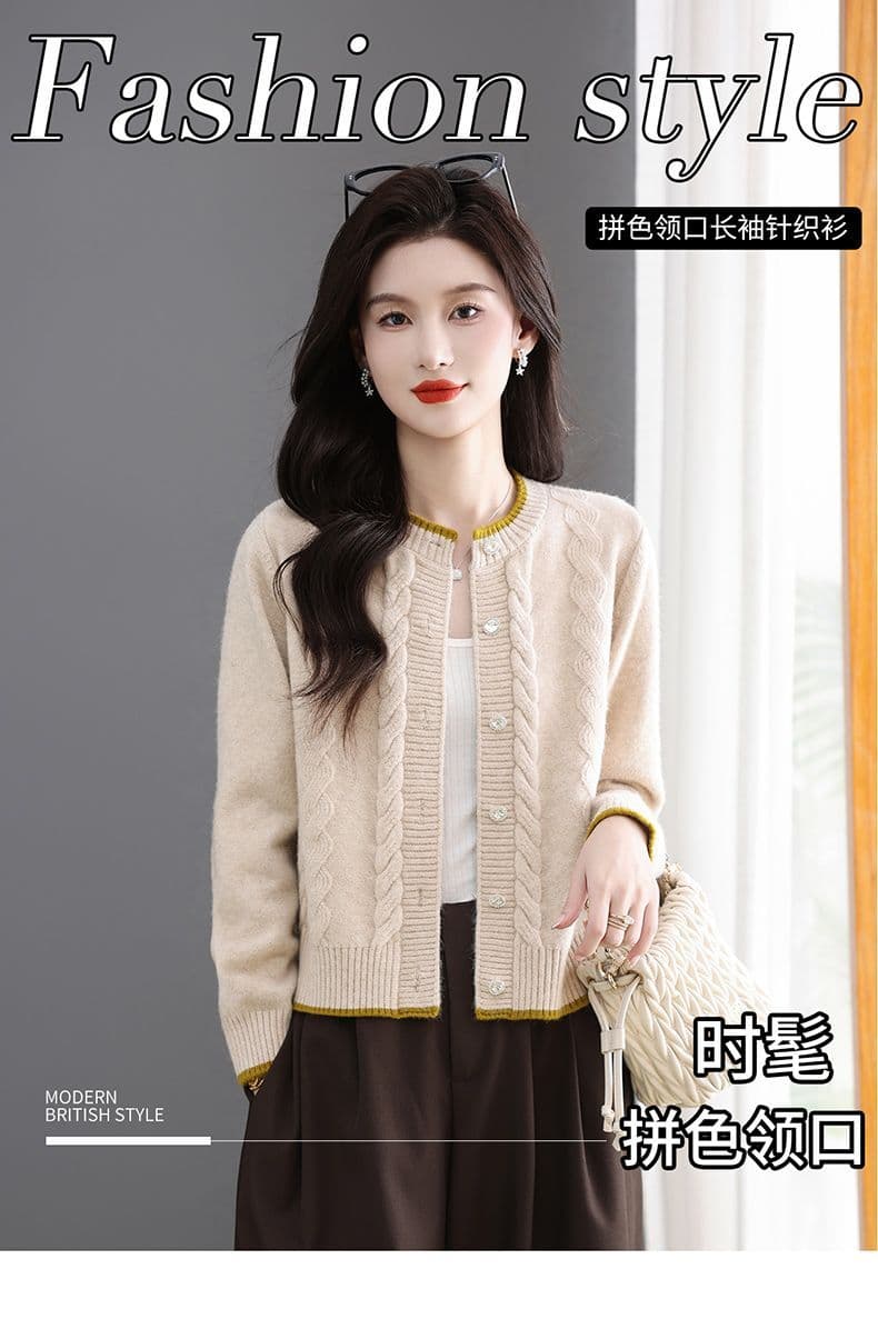 한 부서 봄 가을 패션 두꺼운 스웨터 짧은 여성 코트 새로운 외국 가스 다용도 캐주얼 맨위 양모 니트 오픈 가디건 상세 이미지 1