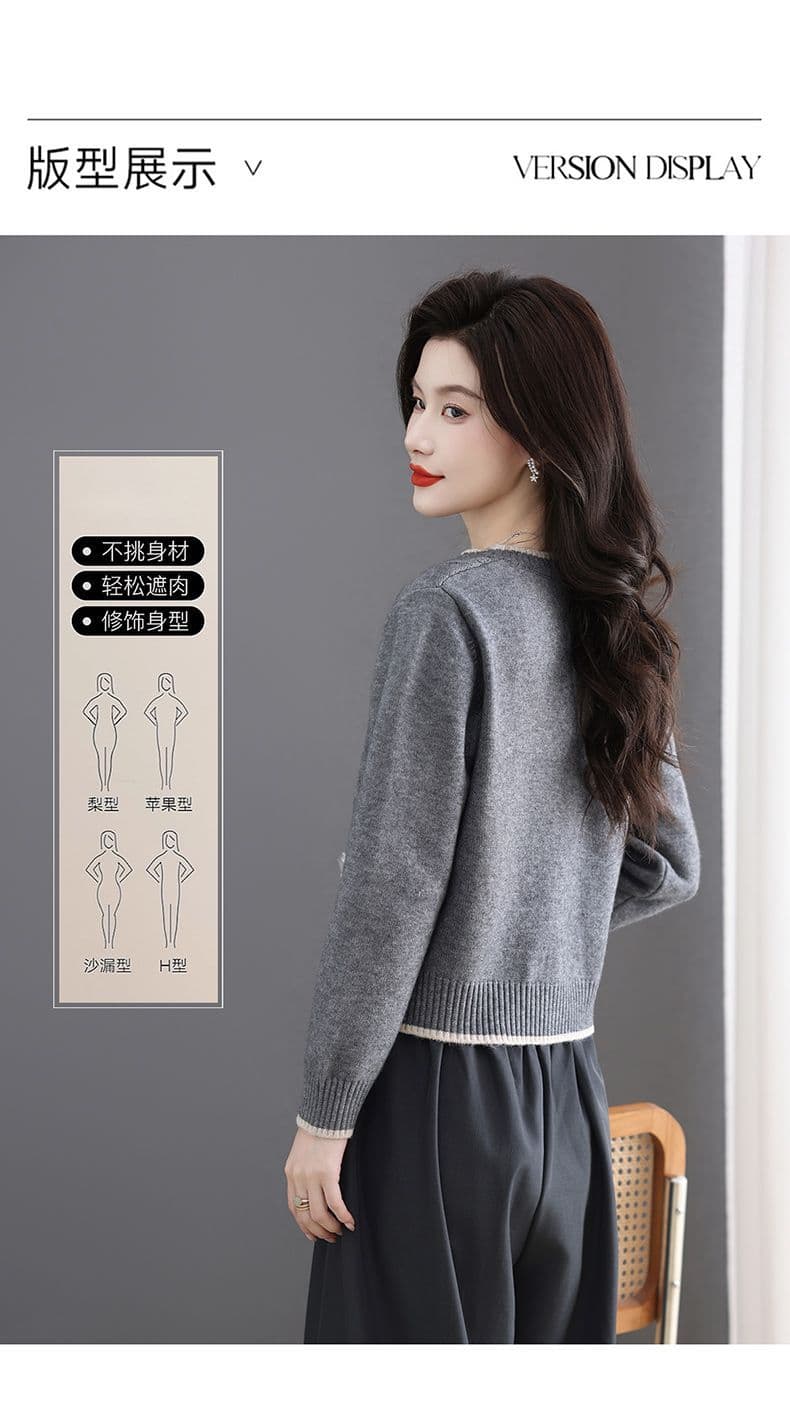 한 부서 봄 가을 패션 두꺼운 스웨터 짧은 여성 코트 새로운 외국 가스 다용도 캐주얼 맨위 양모 니트 오픈 가디건 상세 이미지 9