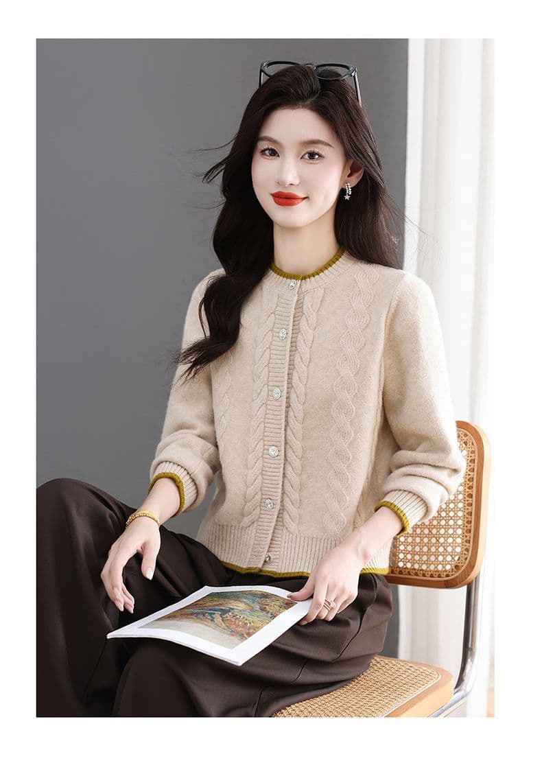한 부서 봄 가을 패션 두꺼운 스웨터 짧은 여성 코트 새로운 외국 가스 다용도 캐주얼 맨위 양모 니트 오픈 가디건 상세 이미지 14