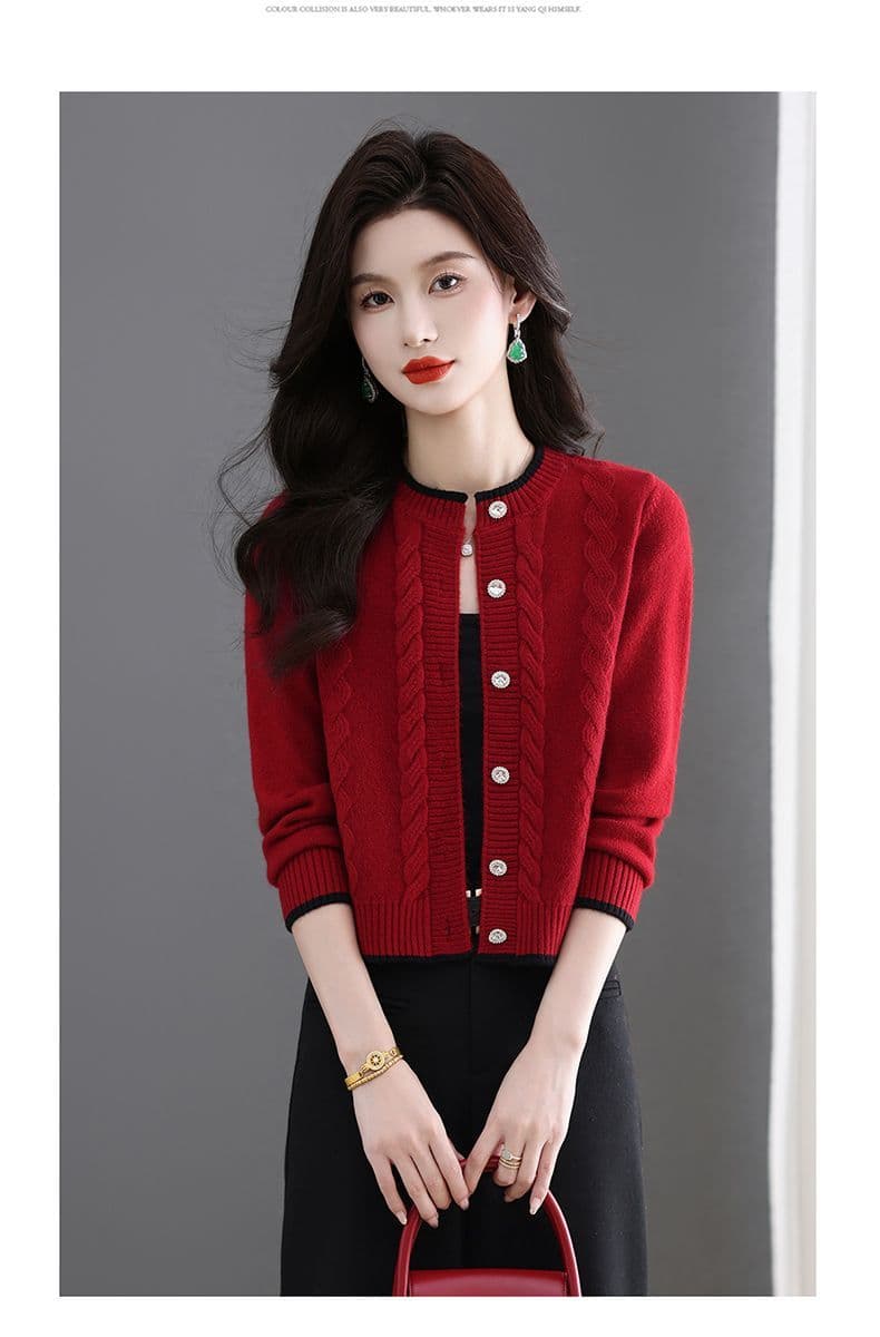 한 부서 봄 가을 패션 두꺼운 스웨터 짧은 여성 코트 새로운 외국 가스 다용도 캐주얼 맨위 양모 니트 오픈 가디건 상세 이미지 30