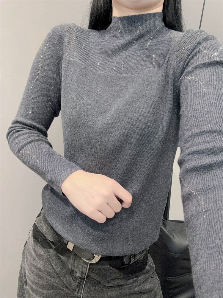 반하이넥 니트 스웨터 긴팔 여성 유럽 역 외국 가스 다용도 몸매 가꾸기 스웨터 핫픽스 기본 셔츠 인사이드 잡아라. 의류 여성 상세 이미지 7