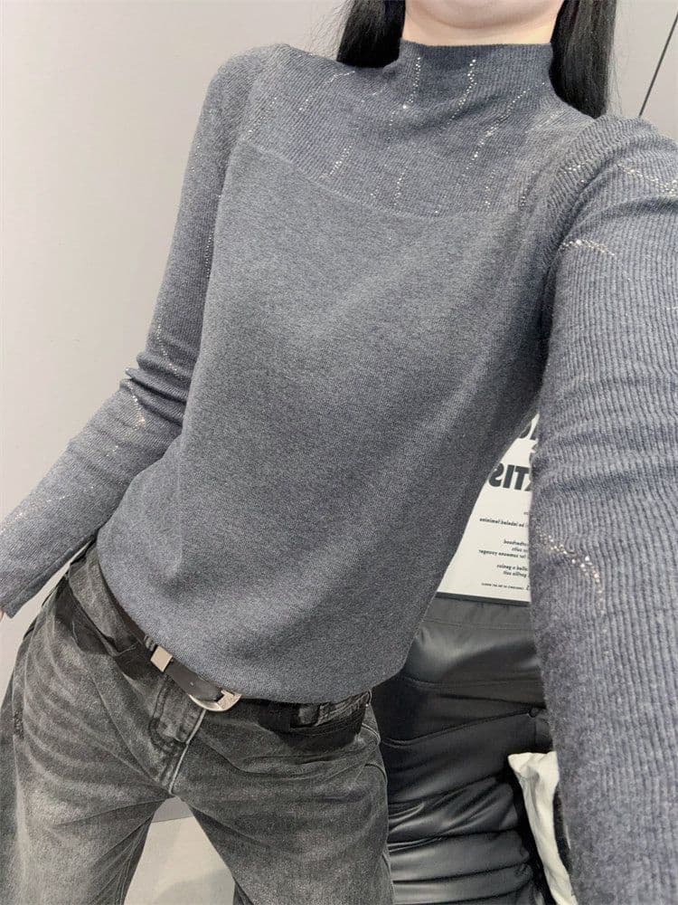 반하이넥 니트 스웨터 긴팔 여성 유럽 역 외국 가스 다용도 몸매 가꾸기 스웨터 핫픽스 기본 셔츠 인사이드 잡아라. 의류 여성 상세 이미지 9