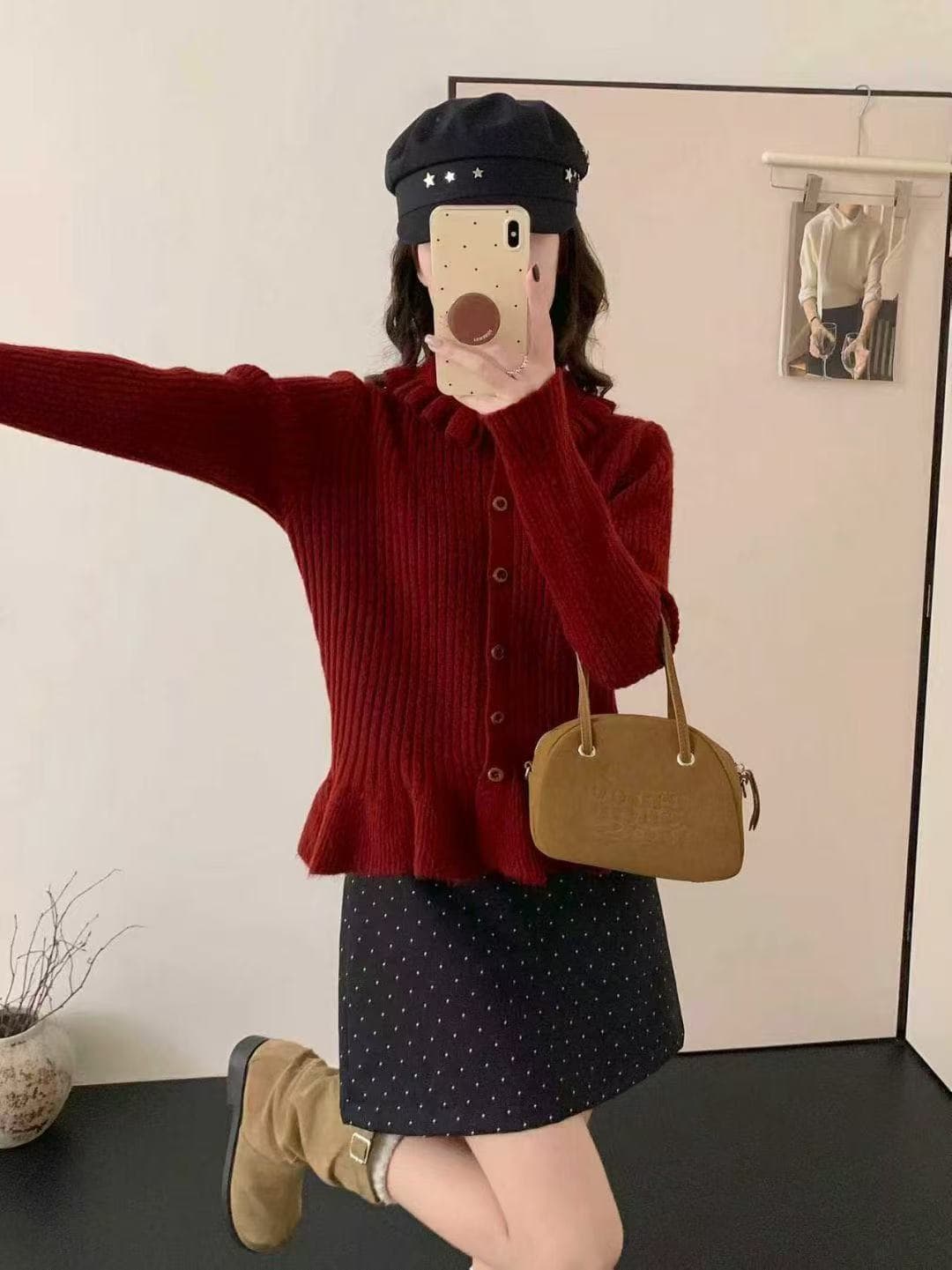 부드러운 한 부서 바람 프릴 베이비 칼라 스웨터 여자 가을 겨울 새로운 패션 디자인 센스 외국 가스 연령 감소 작은 셔츠 트렌디 상세 이미지 7