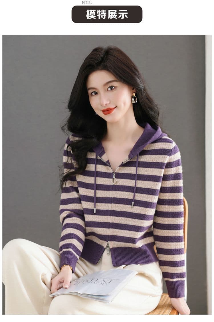봄 가을 새로운 패치워크 색상 외부 가져 가라. 슬림해 보이는 표지 고기 외국 가스 작은 셔츠 다용도 재킷 만나는 스트라이프 후드 맨위 여성 의류 상세 이미지 5