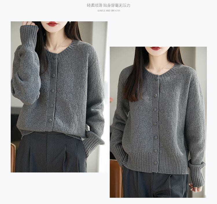 새로운 패션 단색 다용도 연령 감소 두꺼운 니트 카디건 코트 외국 가스 캐주얼 슬림해 보이는 맨위 가을 겨울 스웨터 상세 이미지 15