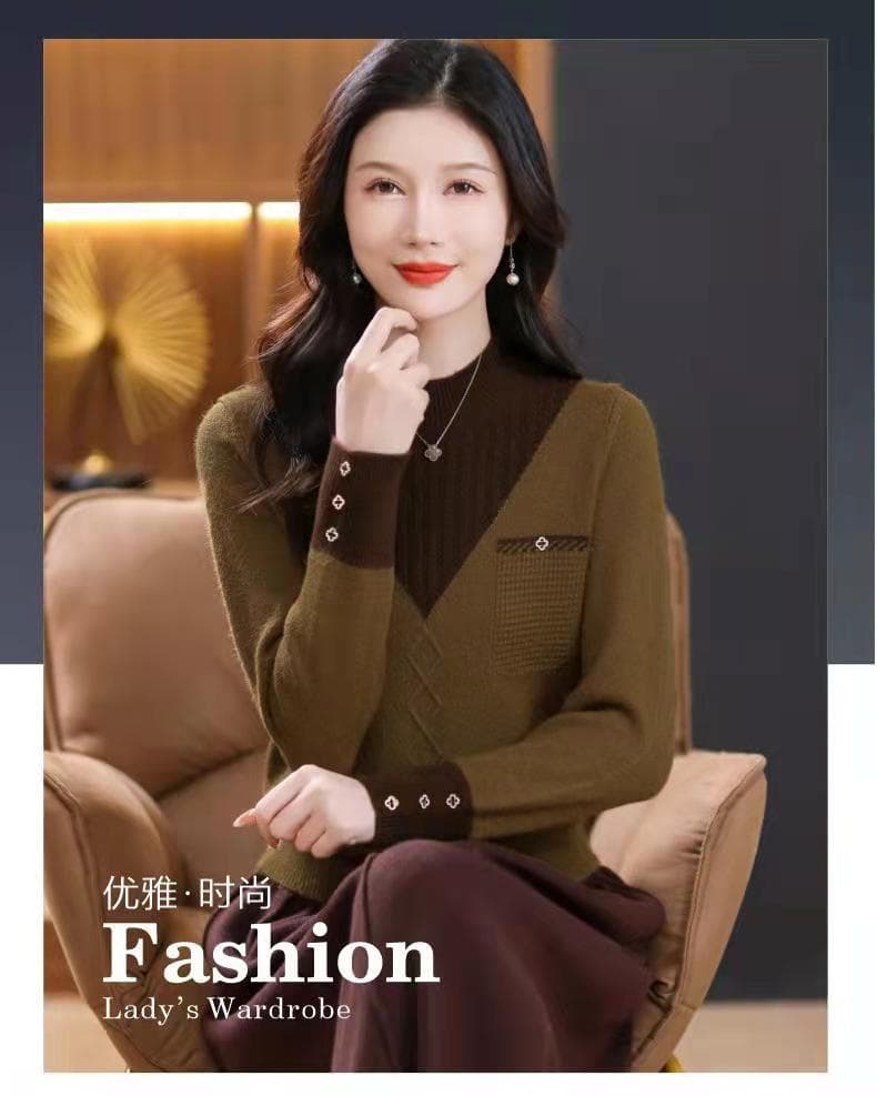 가을 겨울철 새로운 고급 풀오버 인사이드 가져 가라. 스웨터 여자 니트 스웨터 패션 캐주얼 연령 감소 외출용 맨위 기본 셔츠 상세 이미지 1