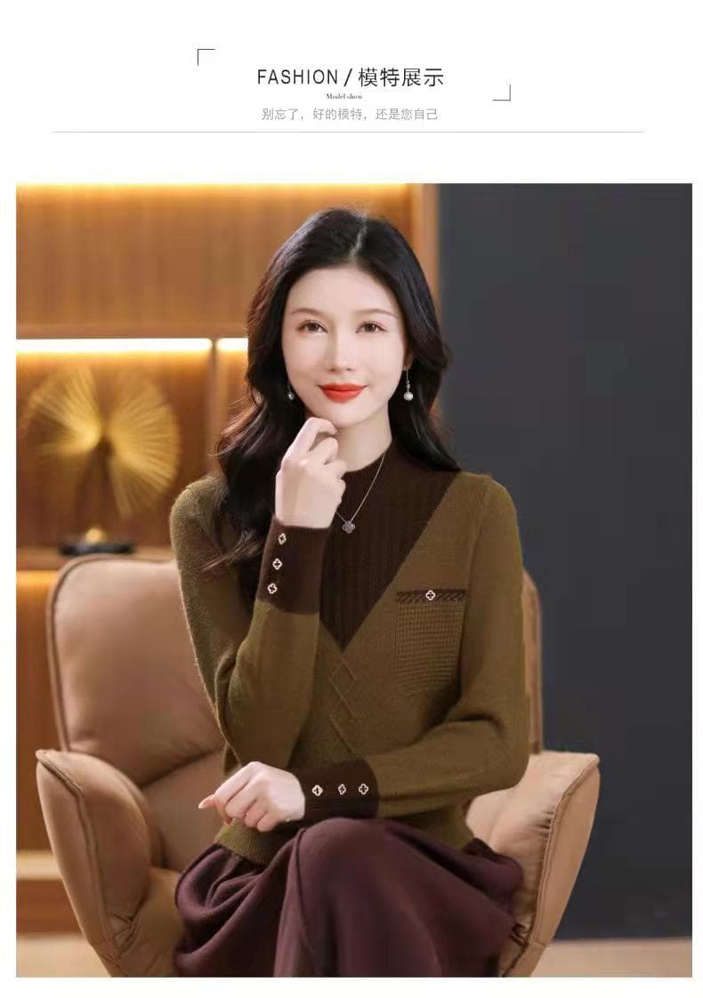가을 겨울철 새로운 고급 풀오버 인사이드 가져 가라. 스웨터 여자 니트 스웨터 패션 캐주얼 연령 감소 외출용 맨위 기본 셔츠 상세 이미지 9