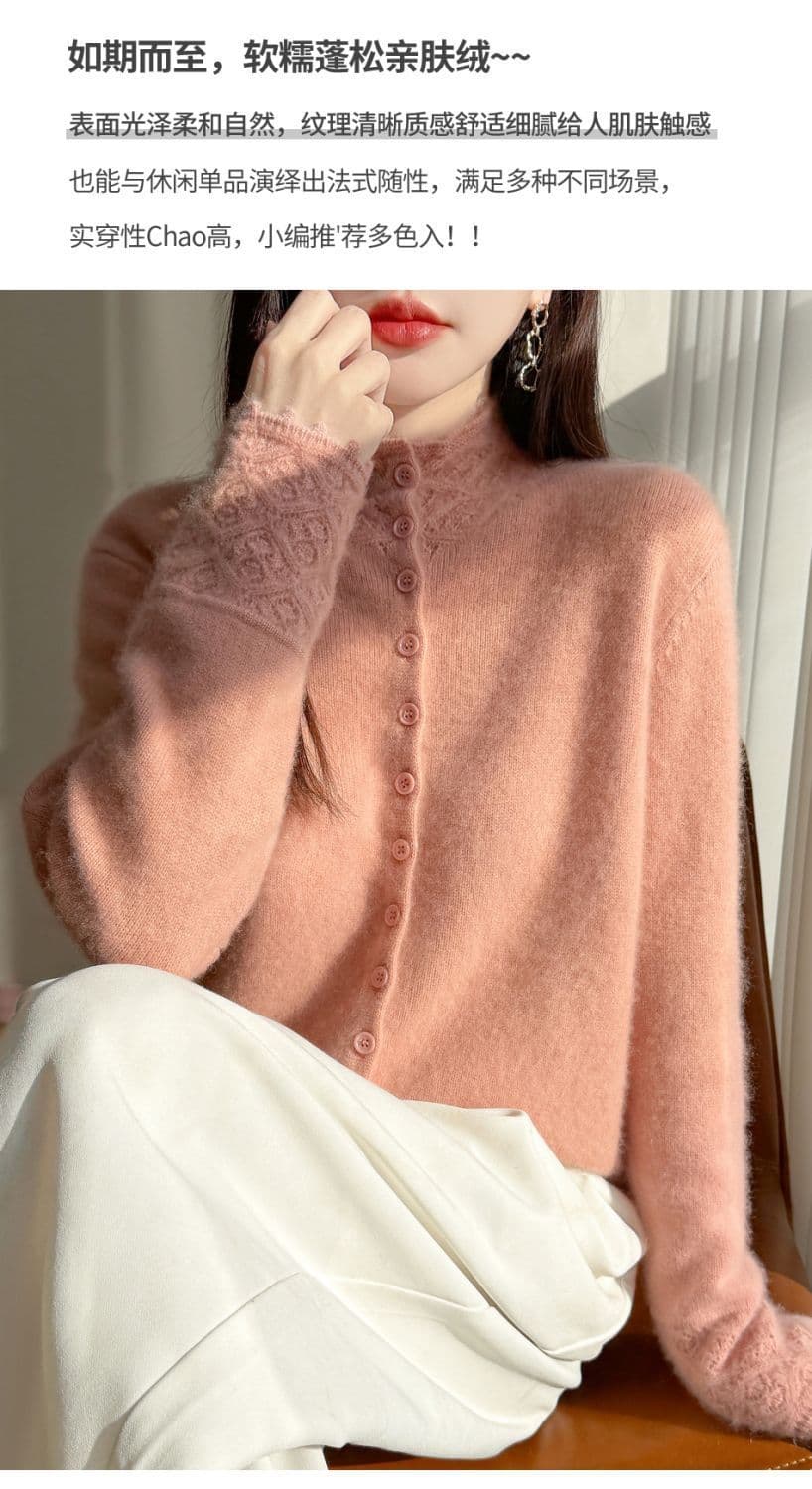 가을 겨울 빅 사이즈 반하이넥 여성 스웨터 레이스 레이스 맨위 인사이드 가져 가라. 수 있습니다. 외출용 두꺼운 니트 여성 코트 상세 이미지 4
