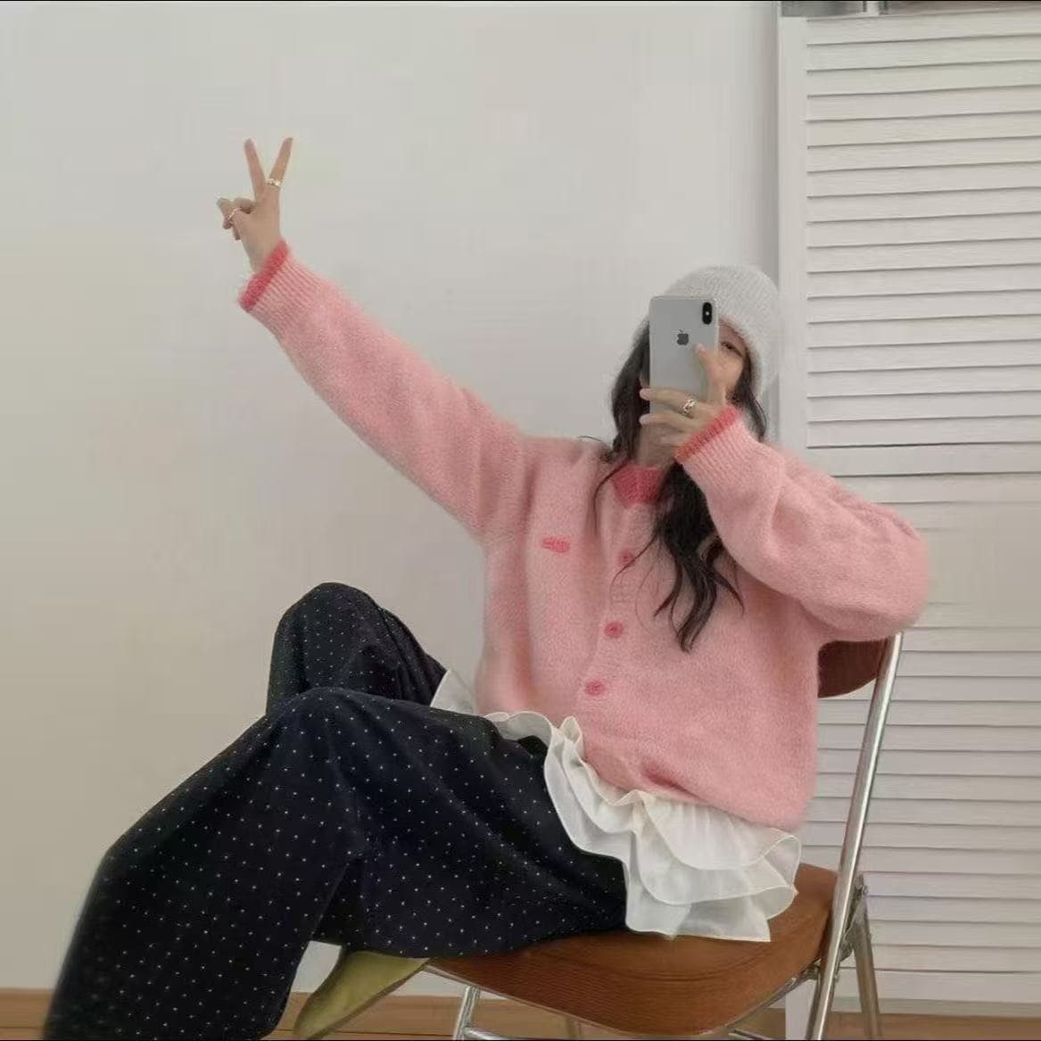 한 부서 부드러운 찹쌀 스웨터 여성 코트 봄 가을 새로운 긴팔 니트 오픈 가디건 맨위 느긋한 바람 루즈핏 외출용 슬림해 보이는 이미지 5
