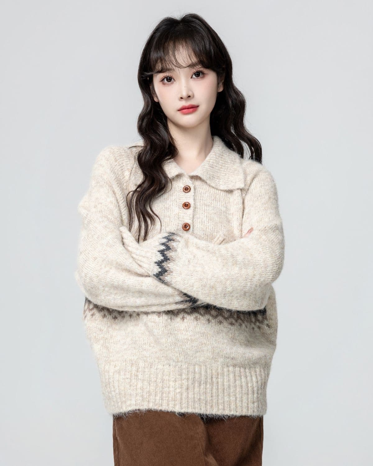 공정한 섬 POLO 칼라 스웨터 여자 가을 겨울 새로운 와이드 부드러운 찹쌀 풀오버 두꺼운 니트 스웨터 보온 외출용 맨위 상세 이미지 11