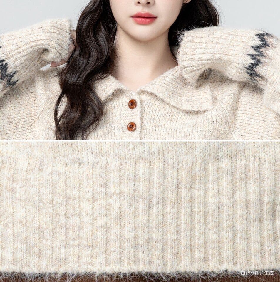 공정한 섬 POLO 칼라 스웨터 여자 가을 겨울 새로운 와이드 부드러운 찹쌀 풀오버 두꺼운 니트 스웨터 보온 외출용 맨위 상세 이미지 15