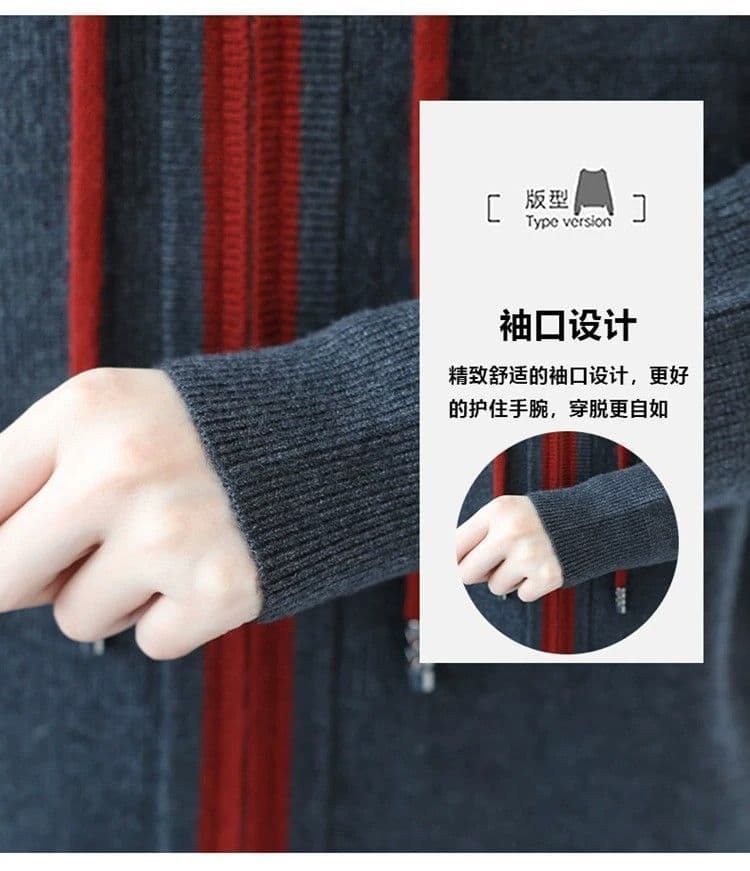 중년 어머니 드레스 가을 겨울 새로운 후드 티 스웨터 니트 오픈 가디건 여성 루즈핏 에디션 빅 사이즈 스웨터 코트 맨위 트렌디 상세 이미지 18