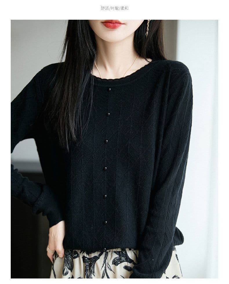 가을 의상 레이스 비즈 박기 니트 기본 셔츠 여성 2026 새로운 봄 가을 인사이드 잡아라. 의류 외국 가스 빅 사이즈 여성 의류 스웨터 상세 이미지 15
