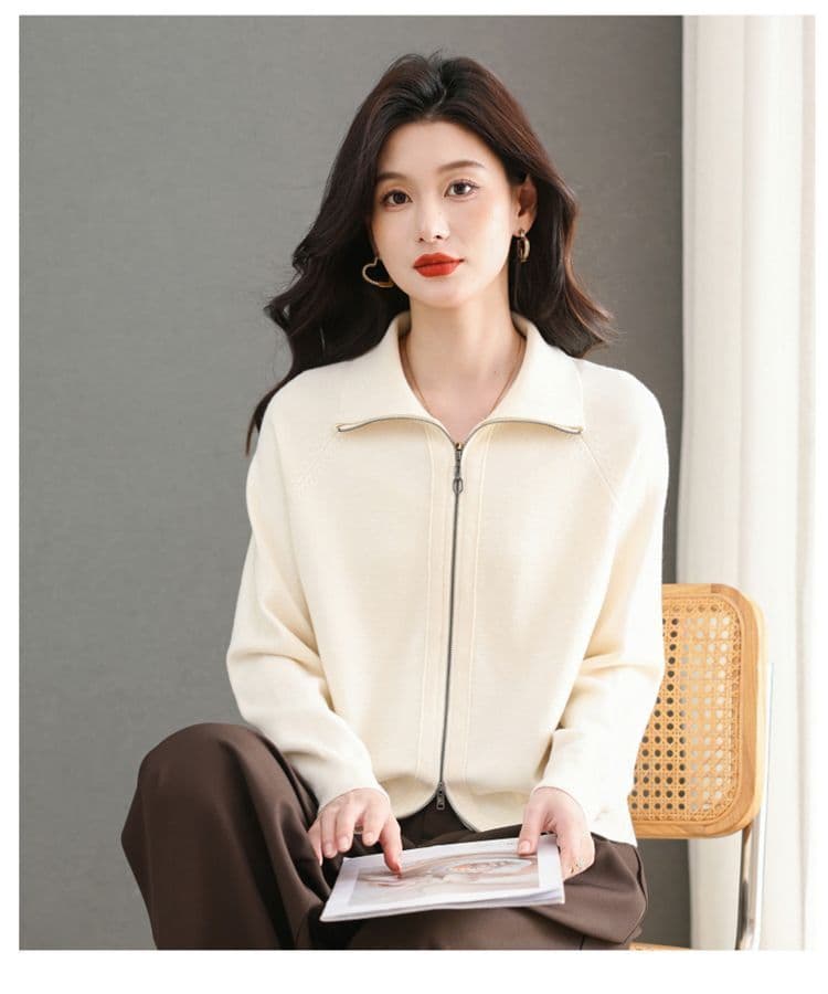 폴로 칼라 다용도 가을 겨울 새로운 지퍼 니트 카디건 코트 봄 가을 루즈핏 캐주얼 다용도 후드티 외부 스웨터 여자 상세 이미지 13