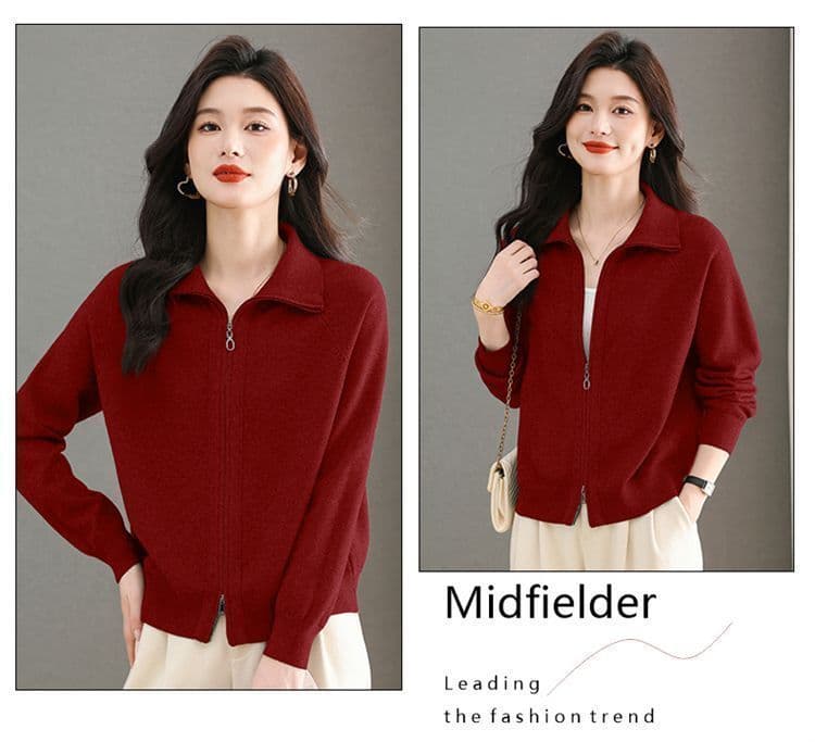 폴로 칼라 다용도 가을 겨울 새로운 지퍼 니트 카디건 코트 봄 가을 루즈핏 캐주얼 다용도 후드티 외부 스웨터 여자 상세 이미지 19