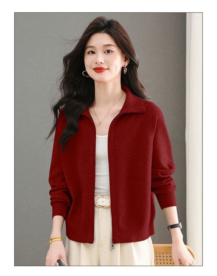 폴로 칼라 다용도 가을 겨울 새로운 지퍼 니트 카디건 코트 봄 가을 루즈핏 캐주얼 다용도 후드티 외부 스웨터 여자 상세 이미지 21