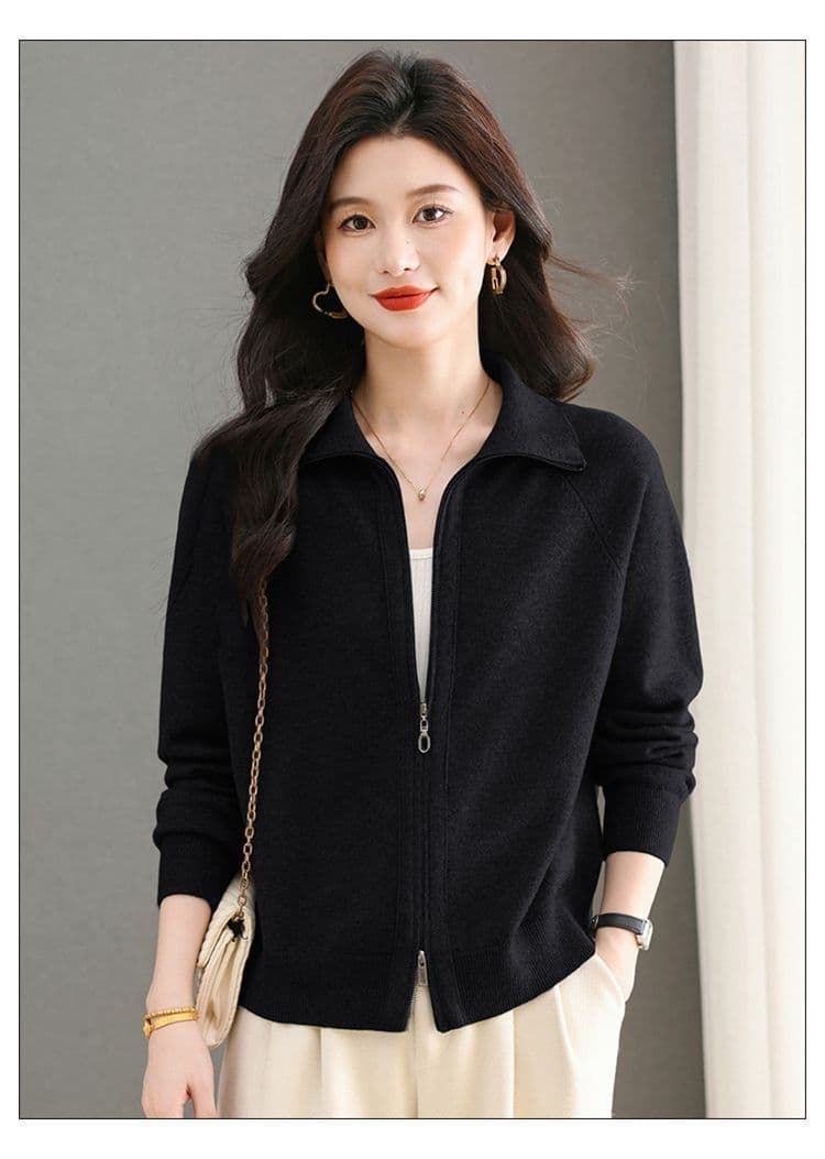 폴로 칼라 다용도 가을 겨울 새로운 지퍼 니트 카디건 코트 봄 가을 루즈핏 캐주얼 다용도 후드티 외부 스웨터 여자 상세 이미지 22