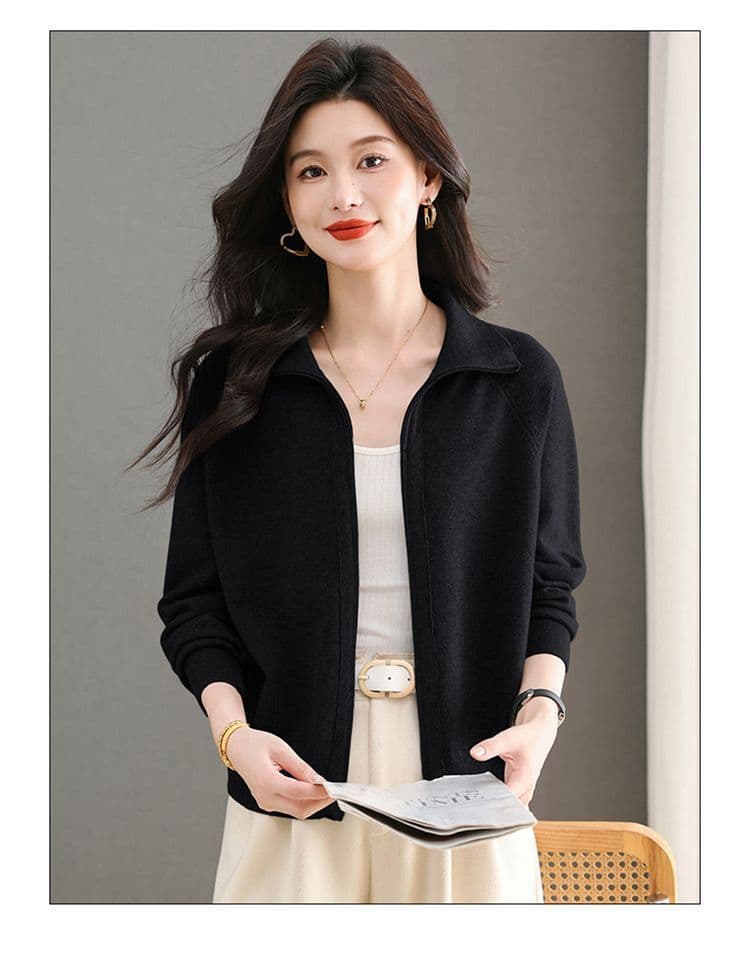폴로 칼라 다용도 가을 겨울 새로운 지퍼 니트 카디건 코트 봄 가을 루즈핏 캐주얼 다용도 후드티 외부 스웨터 여자 상세 이미지 25
