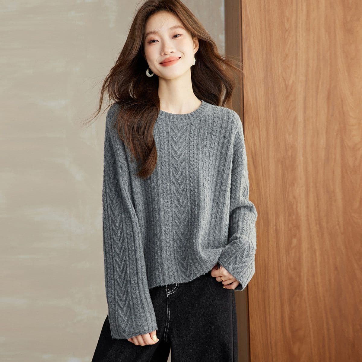 고급 카디건 여성 레트로 트위스트 꽃 스웨터 여자 가을 겨울 새로운 루즈핏 연령 감소 표지 고기 쇼트 스타일 인사이드 가져 가라. 기본 셔츠 이미지 3