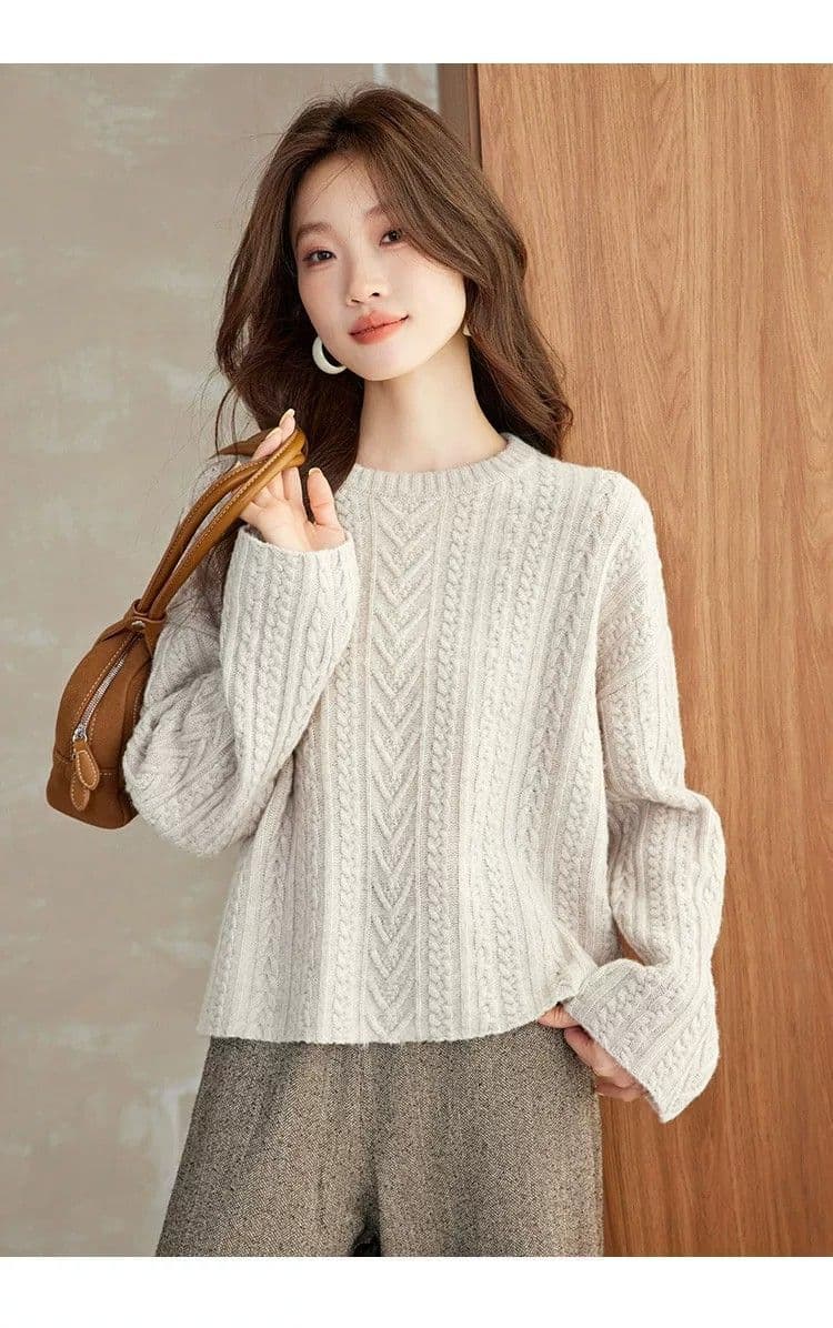 고급 카디건 여성 레트로 트위스트 꽃 스웨터 여자 가을 겨울 새로운 루즈핏 연령 감소 표지 고기 쇼트 스타일 인사이드 가져 가라. 기본 셔츠 상세 이미지 12