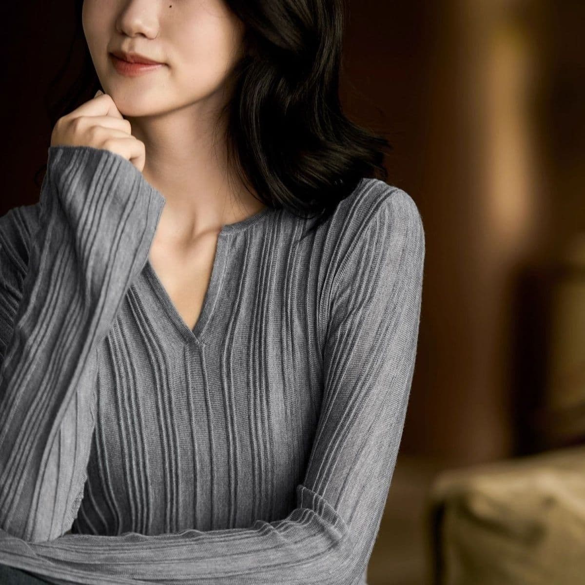 질감 품격 실크 언어 새로운 부드러운 빛 구덩이 기사 드럼 패키지 디자인 봄 가을 패션 니트 스웨터 만나는 긴팔 맨위 여성 상세 이미지 7