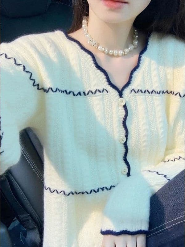 한 부서 느긋한 바람 부드러운 찹쌀 스웨터 여자 봄 가을 새로운 루즈핏 슬림해 보이는 니트 스웨터 재킷 맨위 고급 센스 오픈 가디건 상세 이미지 2