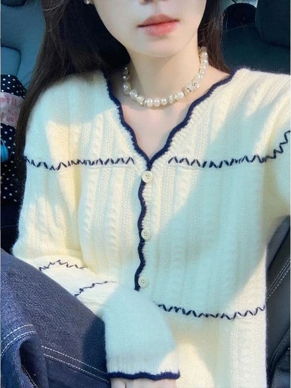 한 부서 느긋한 바람 부드러운 찹쌀 스웨터 여자 봄 가을 새로운 루즈핏 슬림해 보이는 니트 스웨터 재킷 맨위 고급 센스 오픈 가디건 상세 이미지 4