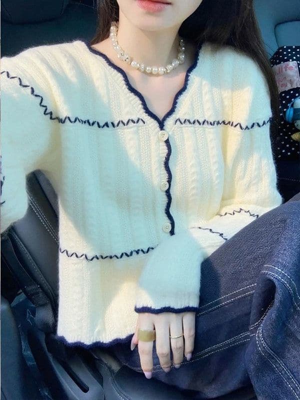 한 부서 느긋한 바람 부드러운 찹쌀 스웨터 여자 봄 가을 새로운 루즈핏 슬림해 보이는 니트 스웨터 재킷 맨위 고급 센스 오픈 가디건 상세 이미지 6