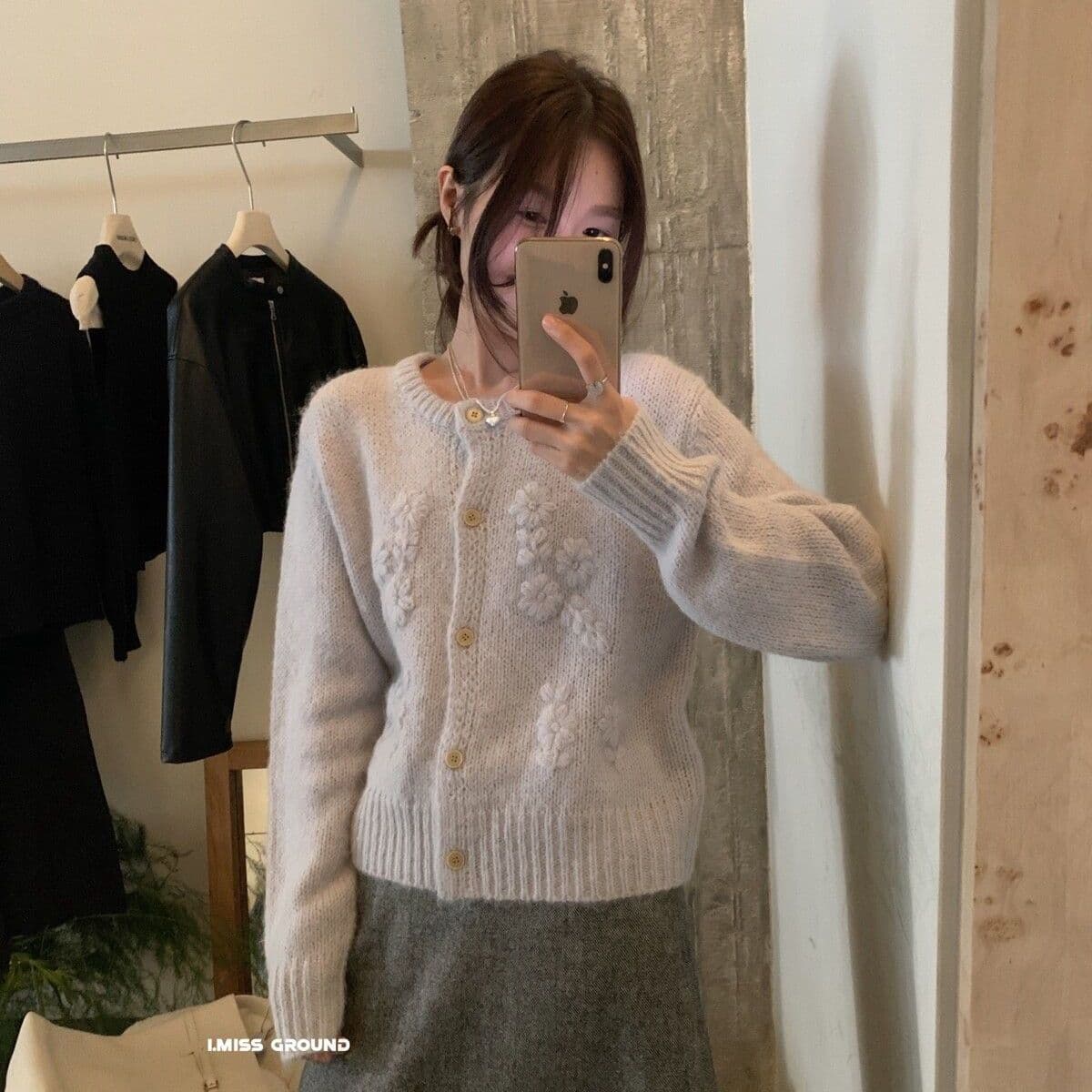 한국 chic 레트로 자수 꽃 달콤함 두꺼운 니트 오픈 가디건 여성 봄 가을 Chic 품격 스웨터 여성 코트 상세 이미지 5