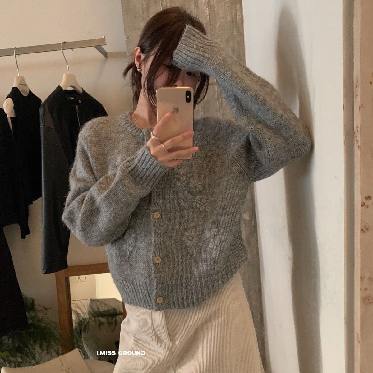 한국 chic 레트로 자수 꽃 달콤함 두꺼운 니트 오픈 가디건 여성 봄 가을 Chic 품격 스웨터 여성 코트 상세 이미지 7