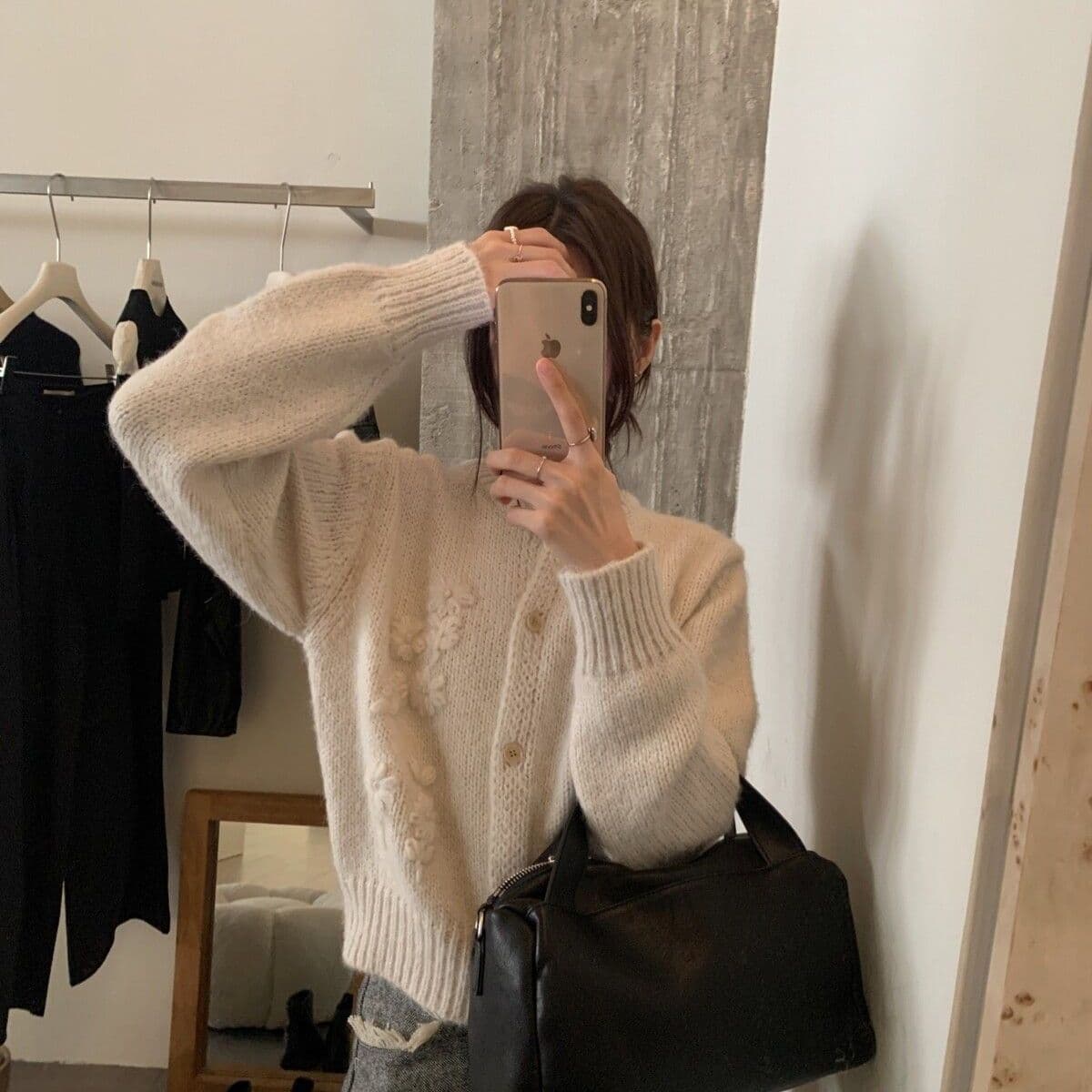 한국 chic 레트로 자수 꽃 달콤함 두꺼운 니트 오픈 가디건 여성 봄 가을 Chic 품격 스웨터 여성 코트 상세 이미지 26