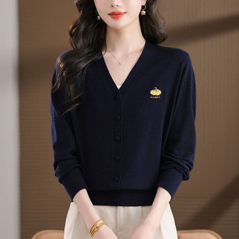 한 부서 V넥 니트 오픈 가디건 여성 봄 가을 새로운 루즈핏 외부 가져 가라. 외국 가스 긴팔 다용도 스웨터 코트 맨위 여성 이미지 5