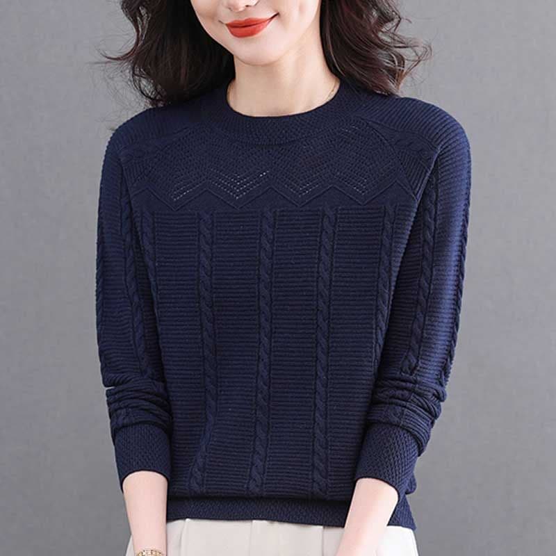 라운드 넥 스웨터 여자 새로운 봄 가을 패션 자카드 연령 감소 카디건 패션 외국 가스 만나는 니트 스웨터 맨위 여성 이미지 4