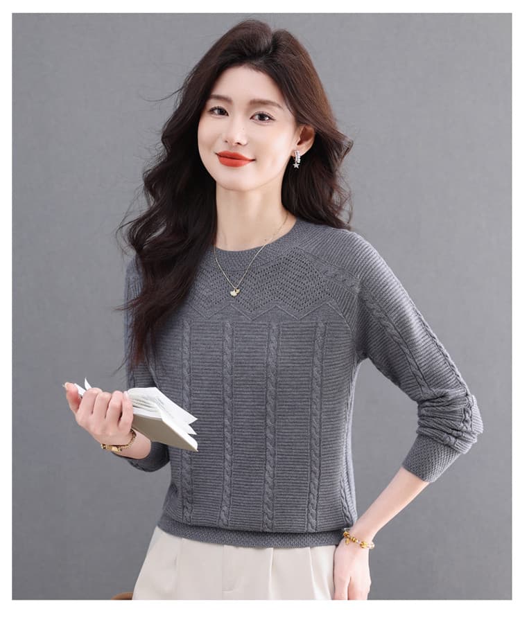 라운드 넥 스웨터 여자 새로운 봄 가을 패션 자카드 연령 감소 카디건 패션 외국 가스 만나는 니트 스웨터 맨위 여성 상세 이미지 20
