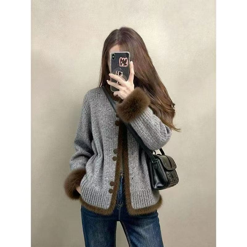 자이언트 잘 생긴 외국 가스 세련된 튀김 거리 연령 감소 슬림해 보이는 Chic 고유 한 디자인 센스 고급 센스 니트 모직 여성 코트 상세 이미지 25