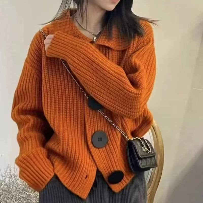 패션 폴로 칼라 고급 센스 슈퍼 잘 생긴 다용도 니트 스웨터 봄 가을 오픈 가디건 여성 코트 새로운 보온 외출용 스웨터