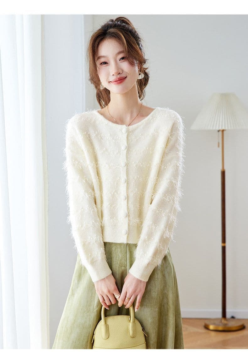 봄 가을 새로운 패션 짧은 스웨터 코트 연령 감소 맨위 작은 샤넬 스타일 부드러운 느긋한 바람 술 니트 오픈 가디건 여성 상세 이미지 18