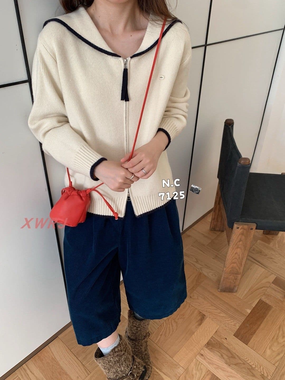 가을 의상 새로운 여성 한국 스타일 루즈핏 패션 달콤함 해군 칼라 스웨터 오픈 가디건 다용도 캐주얼 스웨터 코트 맨위 상세 이미지 23