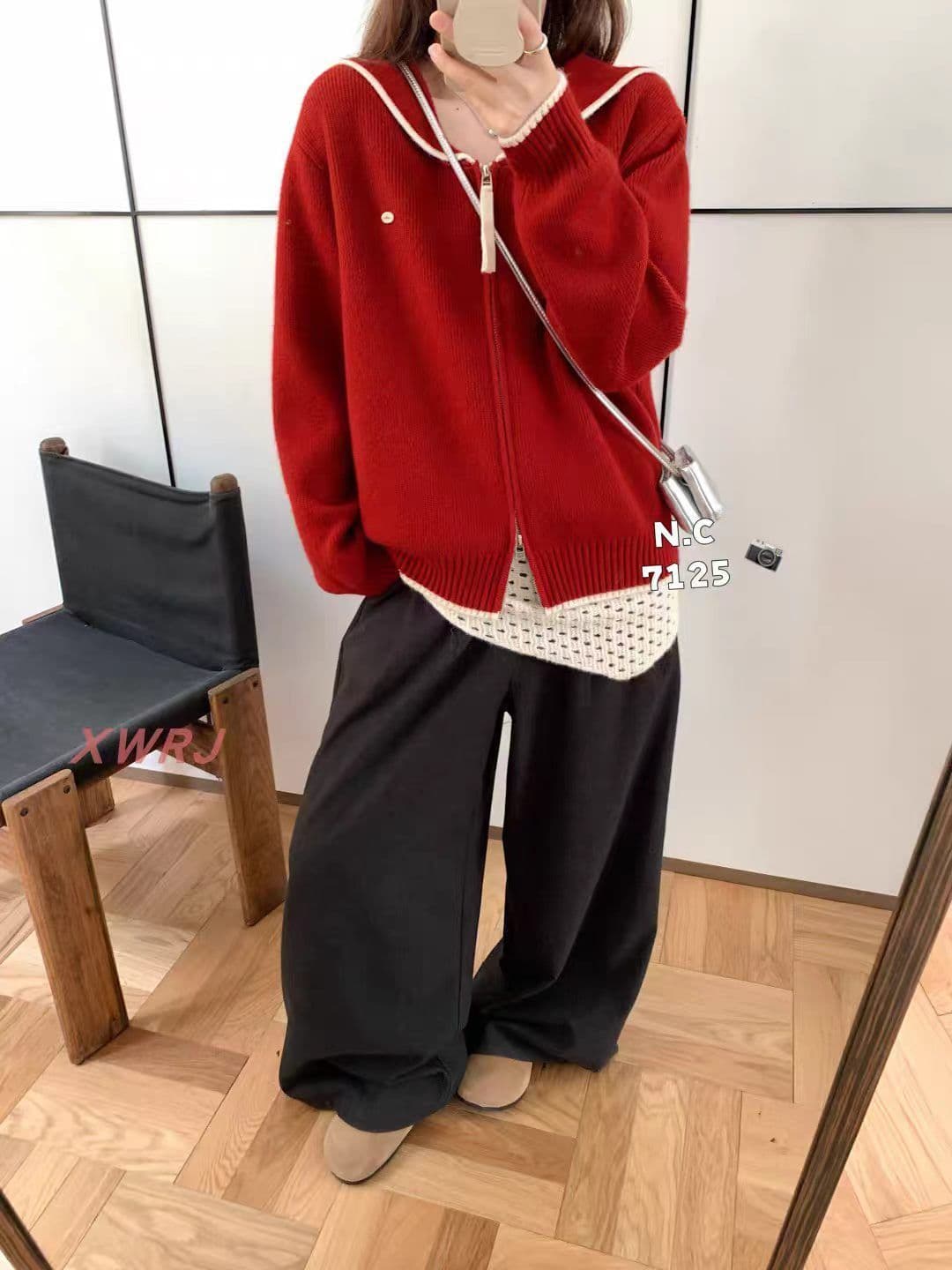 가을 의상 새로운 여성 한국 스타일 루즈핏 패션 달콤함 해군 칼라 스웨터 오픈 가디건 다용도 캐주얼 스웨터 코트 맨위 상세 이미지 27