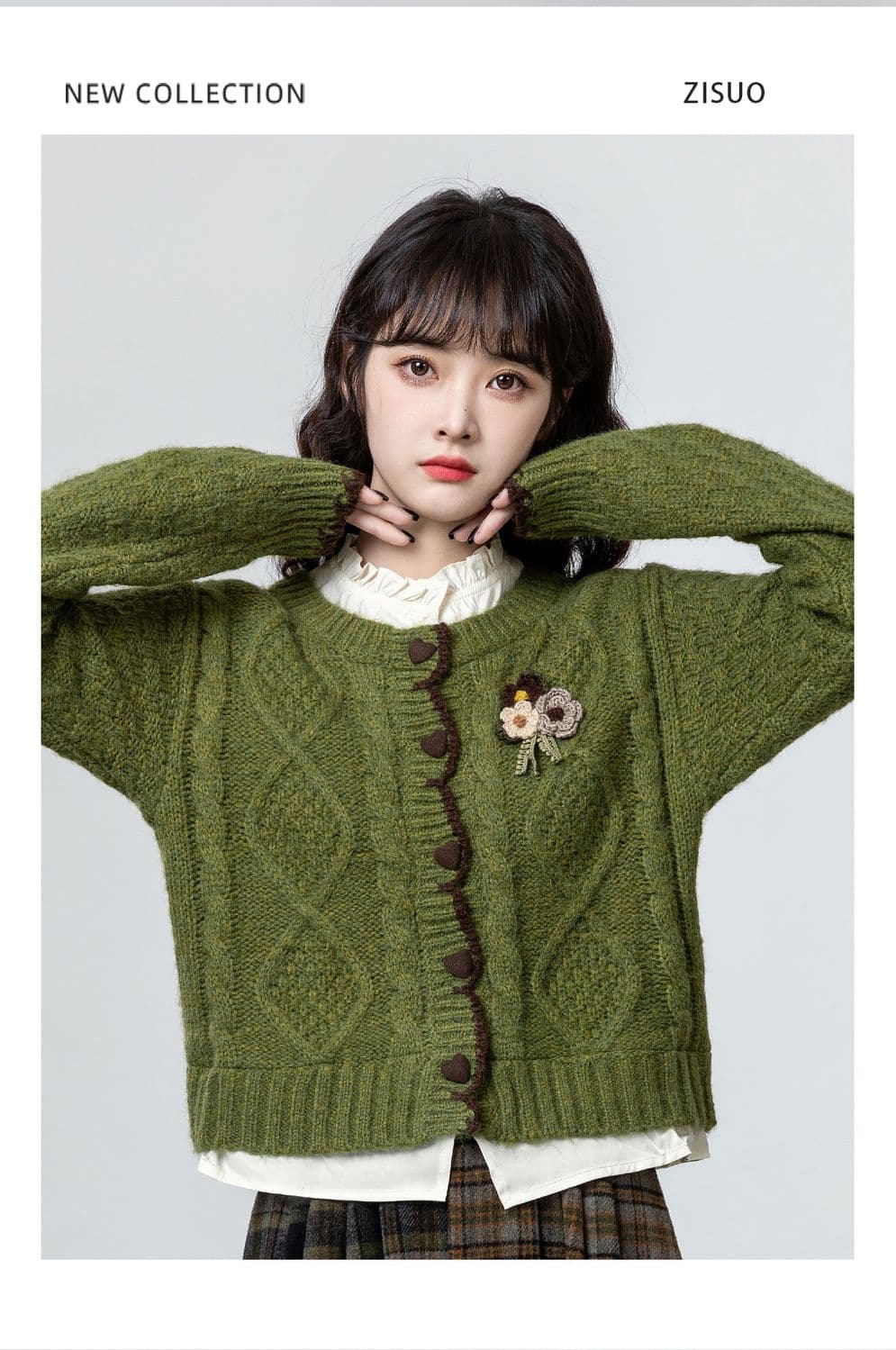 한 부서 페이크 레이어드 꽈배기 스웨터 여자 가을 겨울 패션 새로운 셔츠 패치워크 두꺼운 니트 오픈 가디건 쇼트 스타일 맨위 상세 이미지 5
