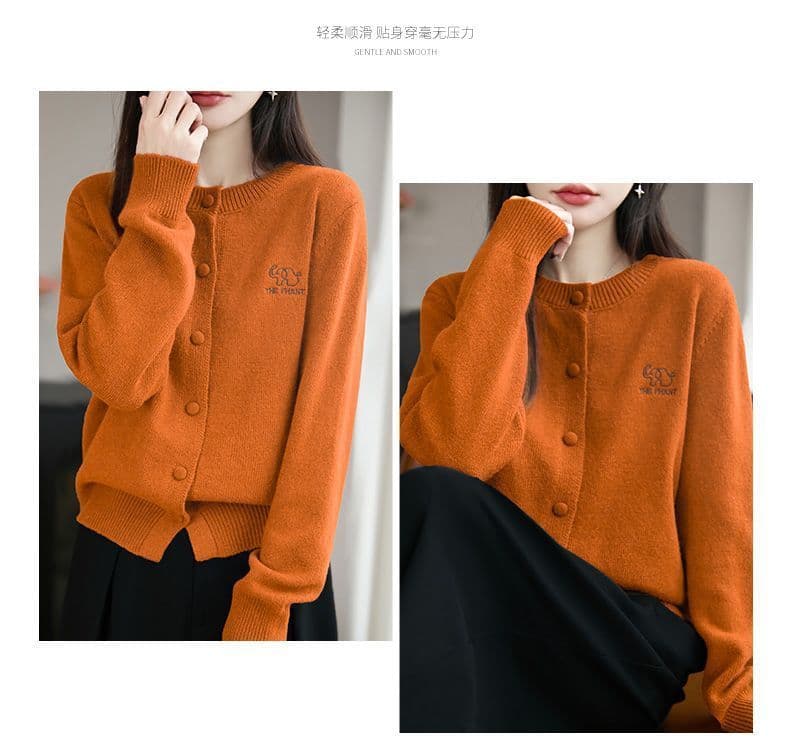 봄 가을 새로운 자수 코끼리 니트 오픈 가디건 여성 코트 외국 가스 외출용 루즈핏 스웨터 코트 캐주얼 맨위 트렌디 상세 이미지 22