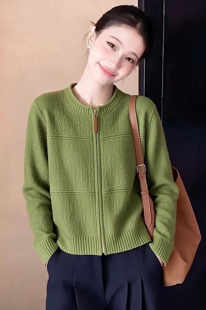 오래된 돈 바람 더블 지퍼 스웨터 카디건 코트 여성 의류 가을 한 부서 출퇴근 몸매 가꾸기 슬림해 보이는 디자인 센스 니트 스웨터 이미지 6