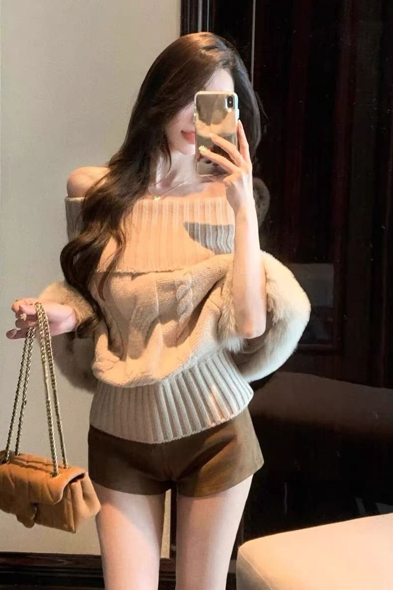 가을 겨울 이 커프스 모방 여우털 터틀넥 양모 혼방 꽈배기 니트 자켓 스웨터 여성 니트 스웨터 이미지 6