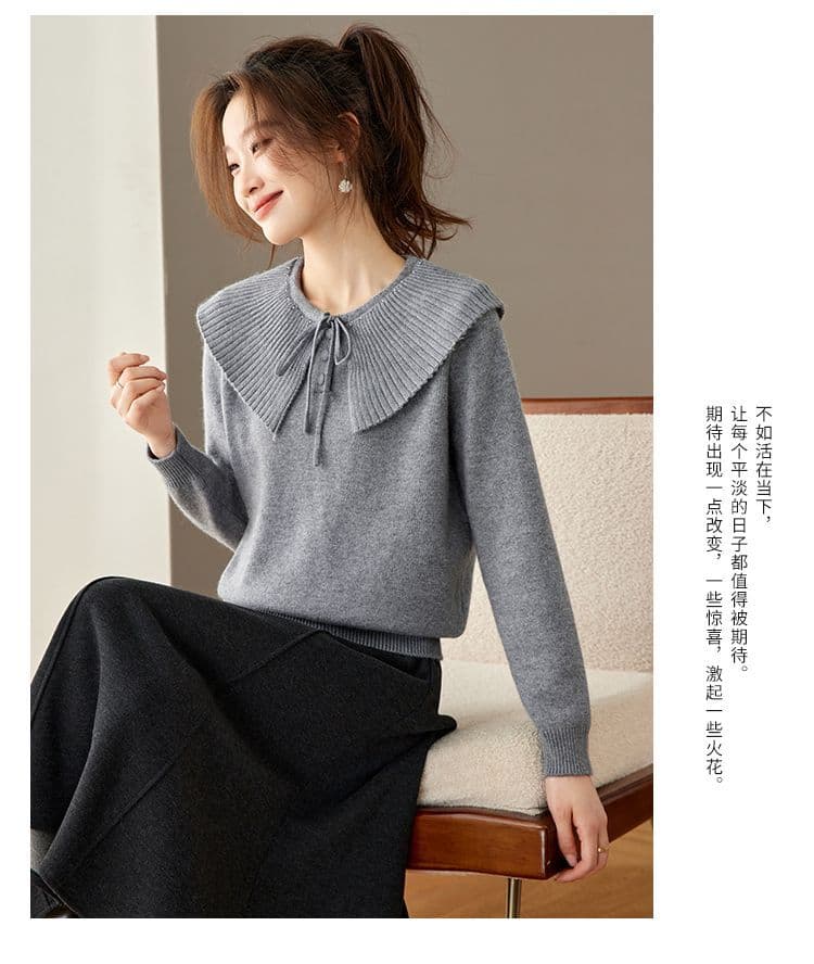 가을 겨울 새로운 인형 스웨터 패션 캐주얼 레이스업 다용도 슬림해 보이는 연령 감소 루즈핏 니트 스웨터 만나는 맨위 여성 상세 이미지 22